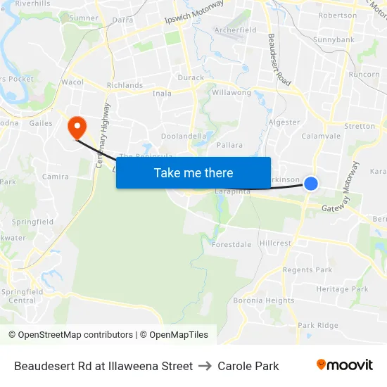 Beaudesert Rd at Illaweena Street to Carole Park map