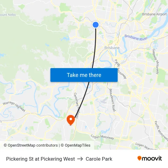 Pickering St at Pickering West to Carole Park map