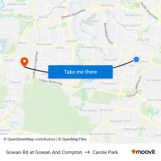 Gowan Rd at Gowan And Compton to Carole Park map