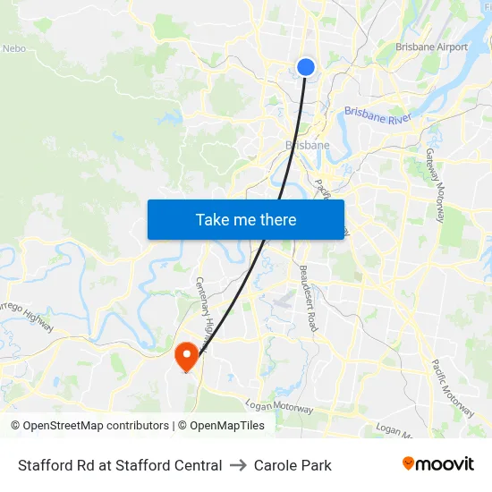 Stafford Rd at Stafford Central to Carole Park map