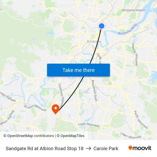 Sandgate Rd at Albion Road Stop 18 to Carole Park map