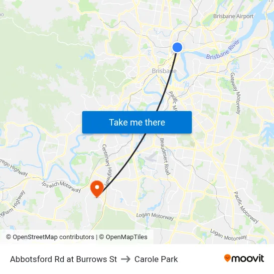 Abbotsford Rd at Burrows St to Carole Park map