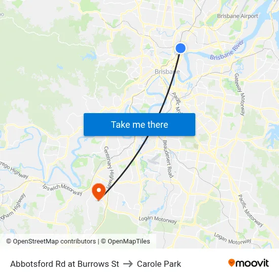 Abbotsford Rd at Burrows St to Carole Park map