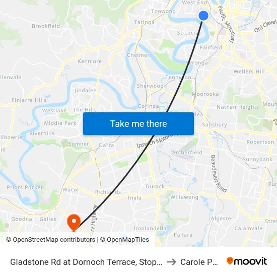 Gladstone Rd at Dornoch Terrace, Stop 11 to Carole Park map
