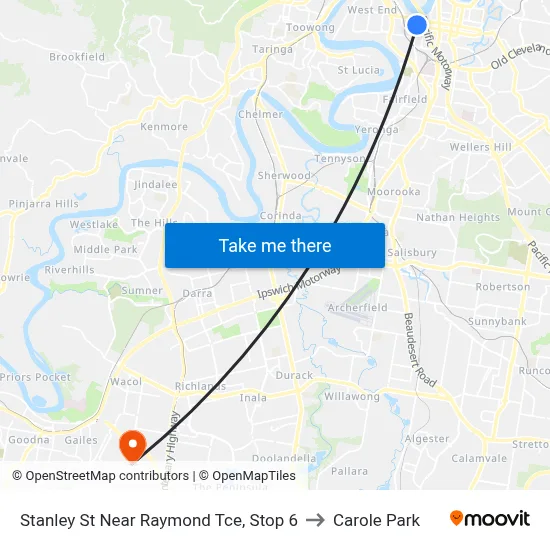 Stanley St Near Raymond Tce, Stop 6 to Carole Park map