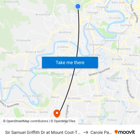 Sir Samuel Griffith Dr at Mount Coot-Tha to Carole Park map