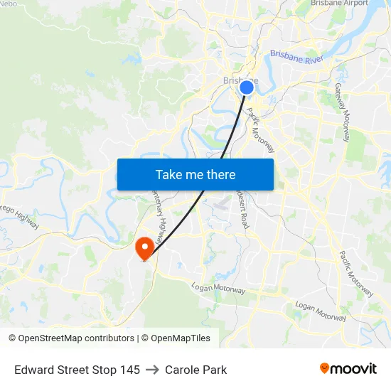 Edward Street Stop 145 to Carole Park map