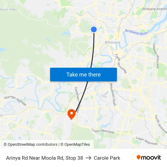 Arinya Rd Near Moola Rd, Stop 38 to Carole Park map