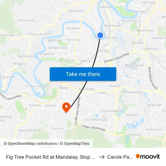Fig Tree Pocket Rd at Mandalay, Stop 44 to Carole Park map