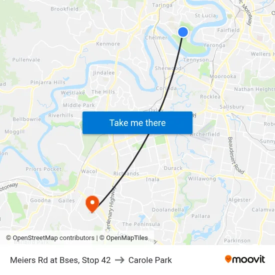 Meiers Rd at Bses, Stop 42 to Carole Park map