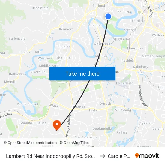 Lambert Rd Near Indooroopilly Rd, Stop 24 to Carole Park map