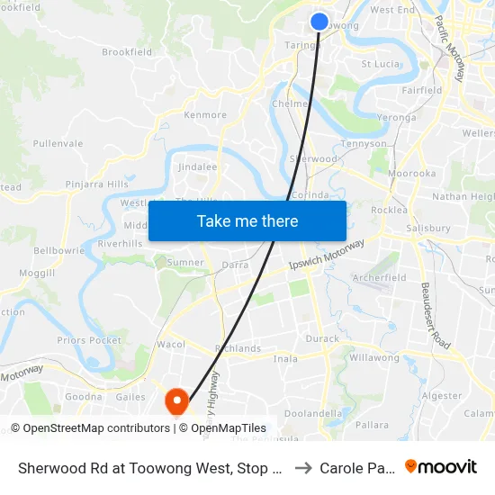 Sherwood Rd at Toowong West, Stop 22 to Carole Park map