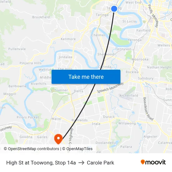 High St at Toowong, Stop 14a to Carole Park map