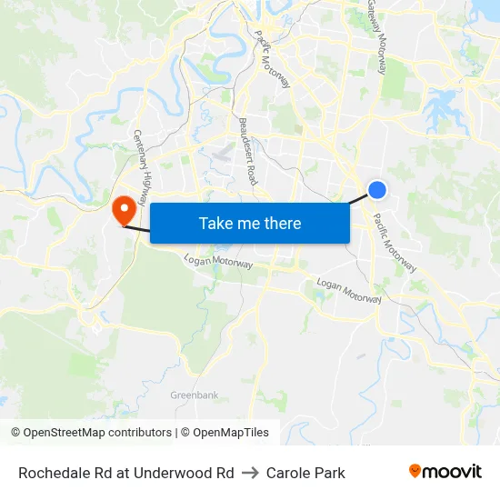 Rochedale Rd at Underwood Rd to Carole Park map