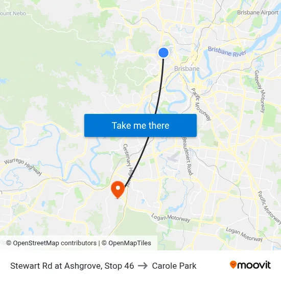 Stewart Rd at Ashgrove, Stop 46 to Carole Park map