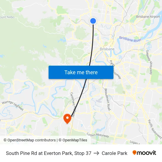 South Pine Rd at Everton Park, Stop 37 to Carole Park map
