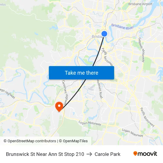 Brunswick St Near Ann St Stop 210 to Carole Park map