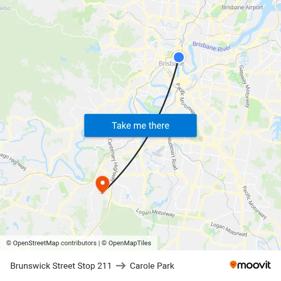 Brunswick Street Stop 211 to Carole Park map