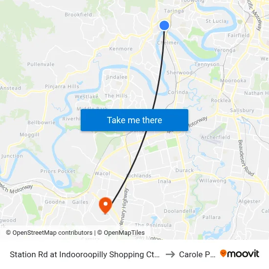 Station Rd at Indooroopilly Shopping Ctr, Stop E to Carole Park map