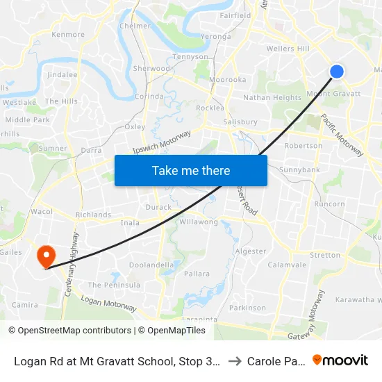 Logan Rd at Mt Gravatt School, Stop 35s to Carole Park map