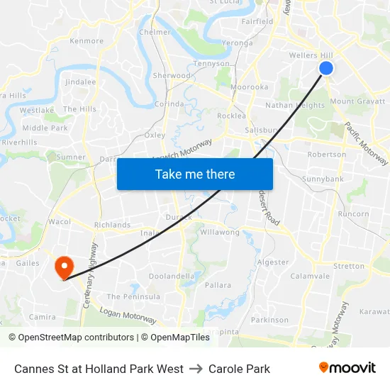 Cannes St at Holland Park West to Carole Park map