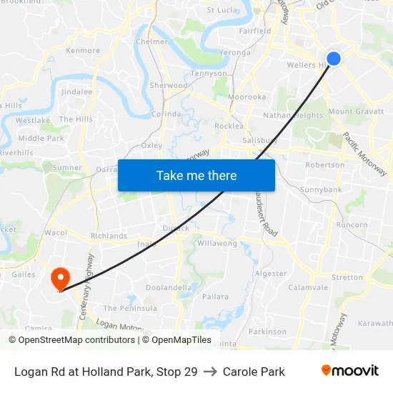 Logan Rd at Holland Park, Stop 29 to Carole Park map