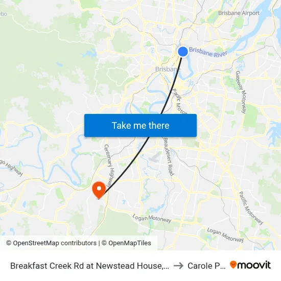 Breakfast Creek Rd at Newstead House, Stop 12 to Carole Park map
