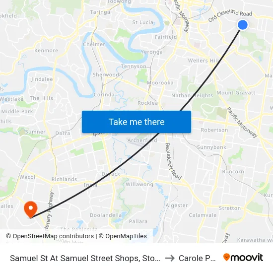 Samuel St At Samuel Street Shops, Stop 41 to Carole Park map