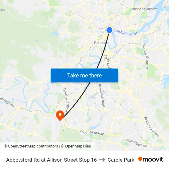 Abbotsford Rd at Allison Street Stop 16 to Carole Park map