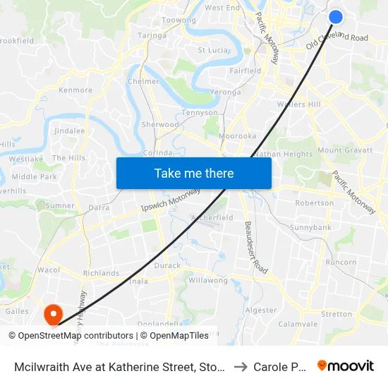 Mcilwraith Ave at Katherine Street, Stop 28 to Carole Park map