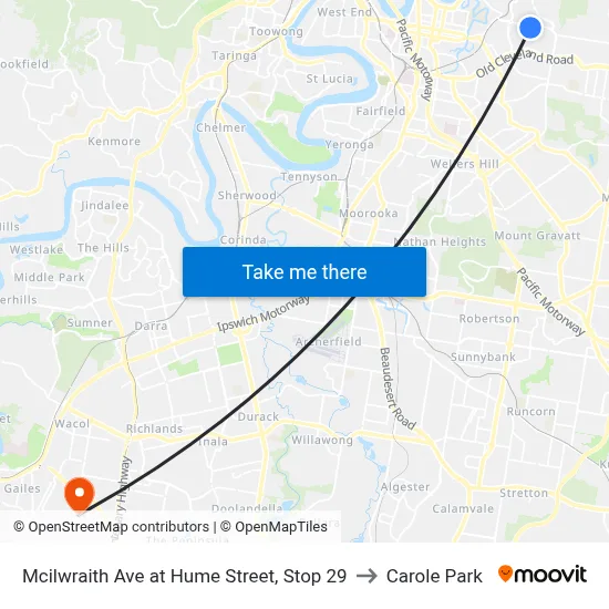Mcilwraith Ave at Hume Street, Stop 29 to Carole Park map