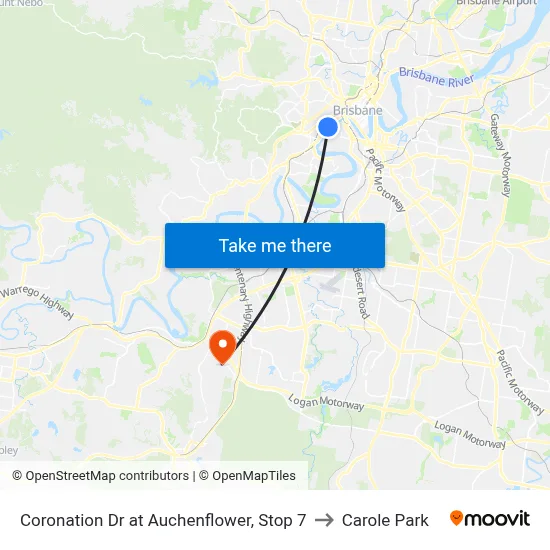 Coronation Dr at Auchenflower, Stop 7 to Carole Park map