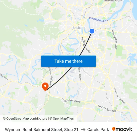 Wynnum Rd at Balmoral Street, Stop 21 to Carole Park map