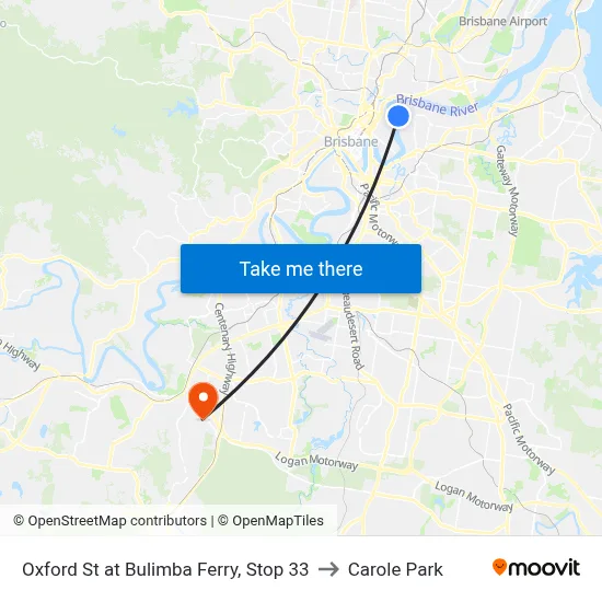 Oxford St at Bulimba Ferry, Stop 33 to Carole Park map