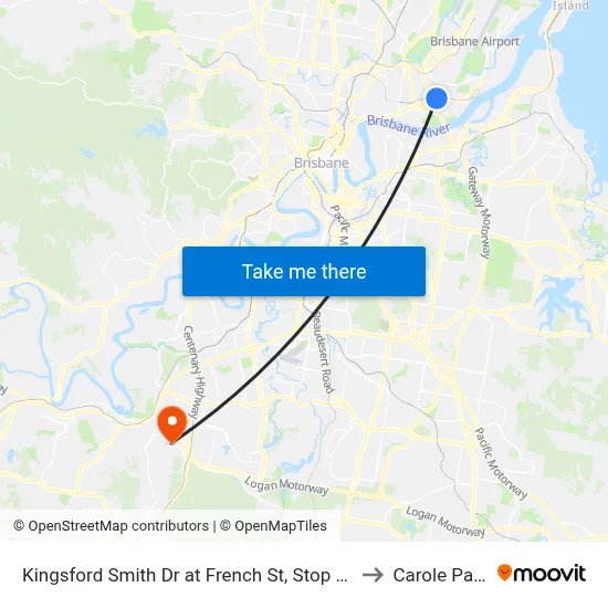 Kingsford Smith Dr at French St, Stop 40 to Carole Park map