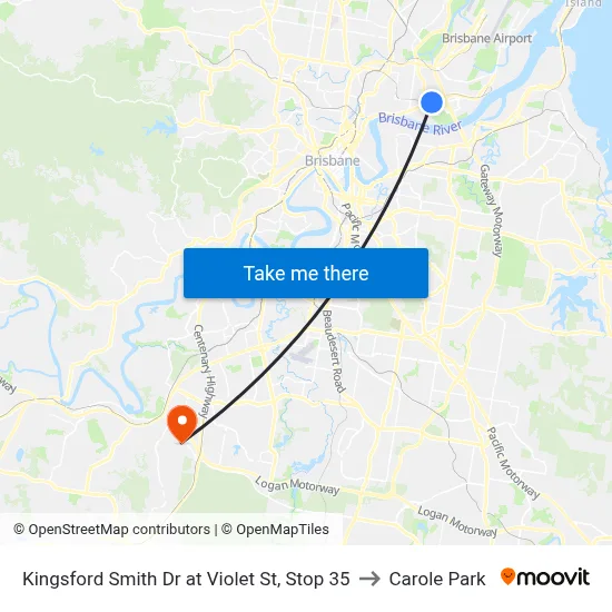 Kingsford Smith Dr at Violet St, Stop 35 to Carole Park map