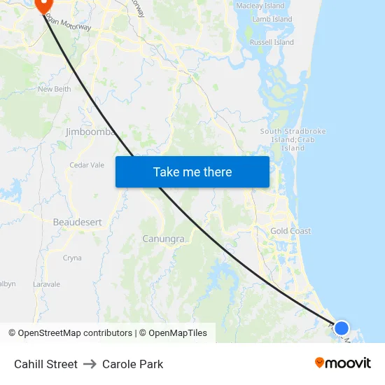 Cahill Street to Carole Park map