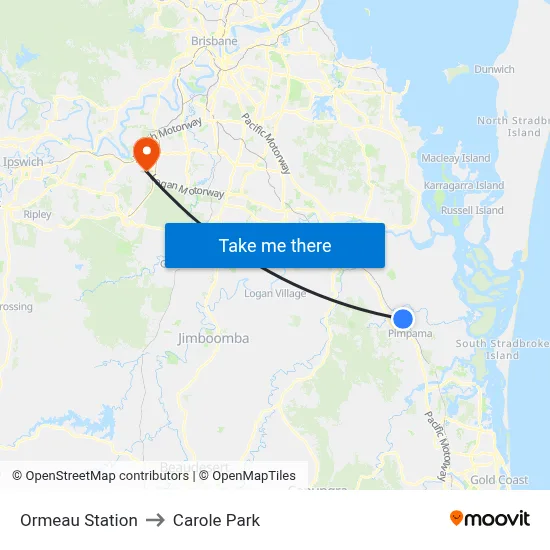 Ormeau Station to Carole Park map