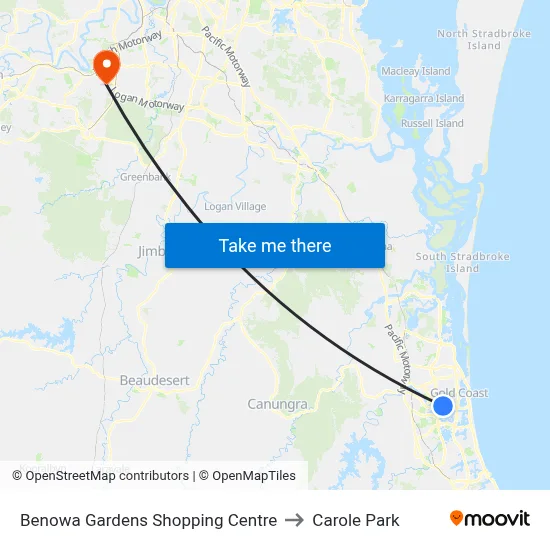 Benowa Gardens Shopping Centre to Carole Park map