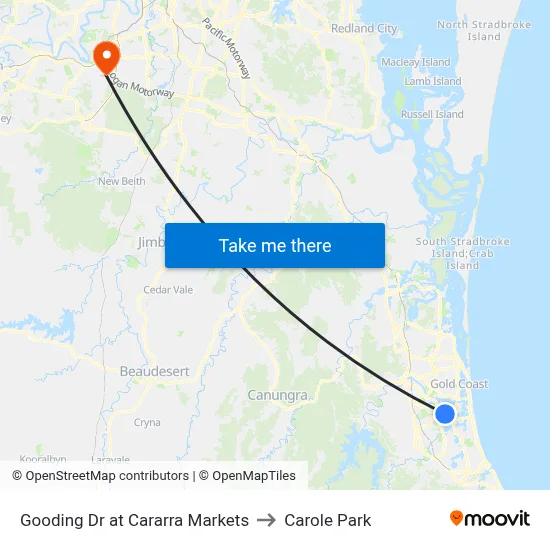 Gooding Dr at Cararra Markets to Carole Park map