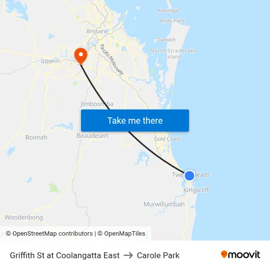 Griffith St at Coolangatta East to Carole Park map