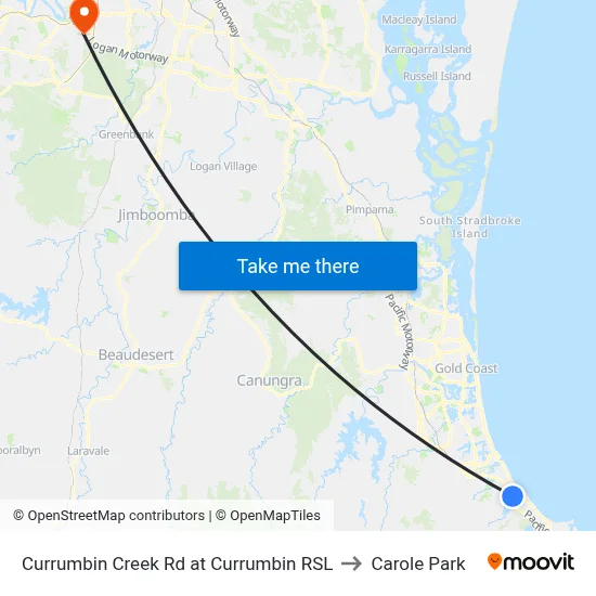 Currumbin Creek Rd at Currumbin RSL to Carole Park map