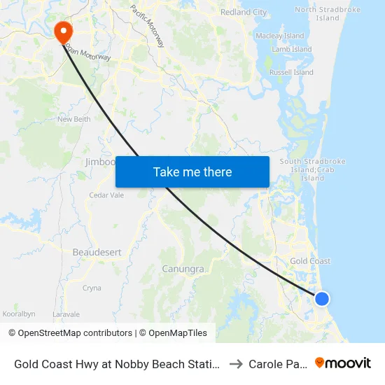 Gold Coast Hwy at Nobby Beach Station to Carole Park map