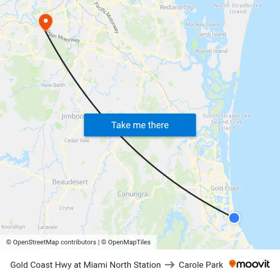 Gold Coast Hwy at Miami North Station to Carole Park map