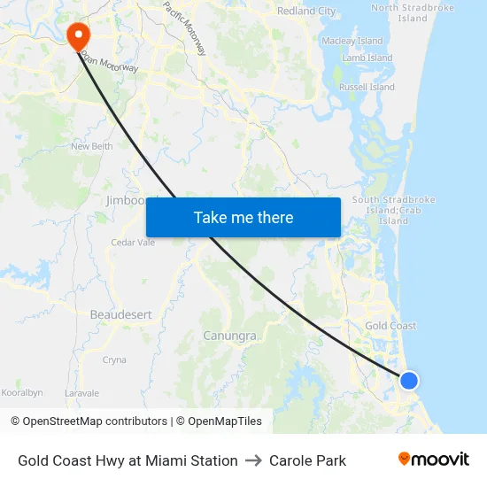 Gold Coast Hwy at Miami Station to Carole Park map