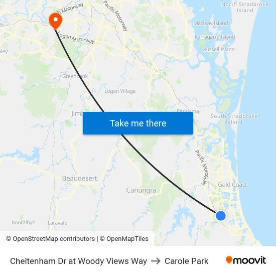 Cheltenham Dr at Woody Views Way to Carole Park map
