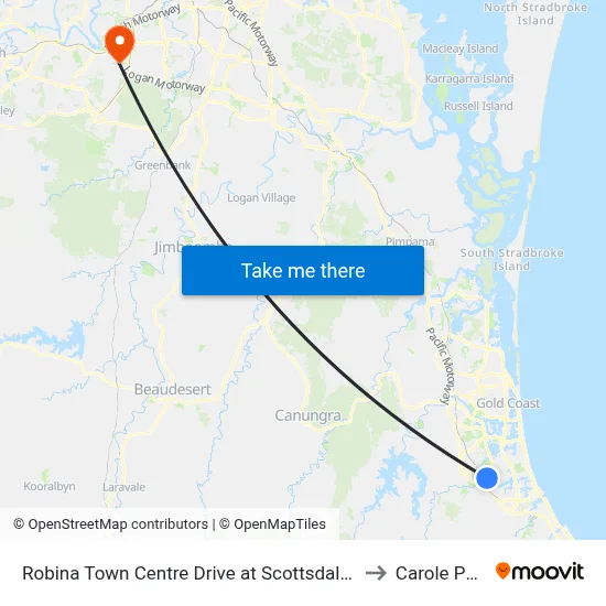 Robina Town Centre Drive at Scottsdale Dr to Carole Park map