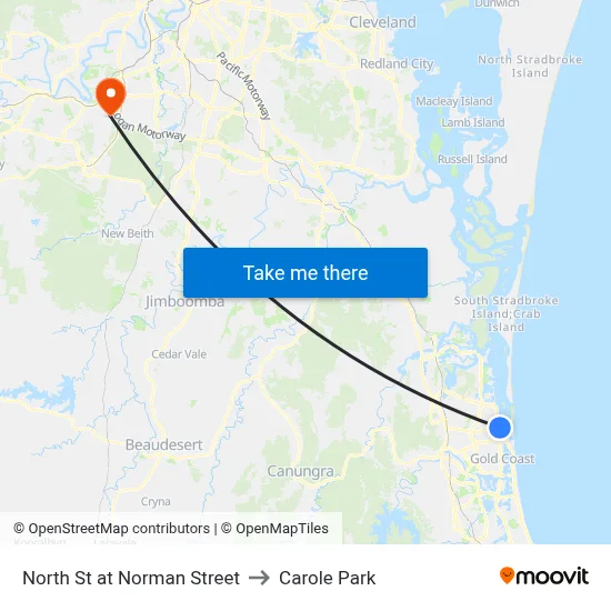 North St at Norman Street to Carole Park map