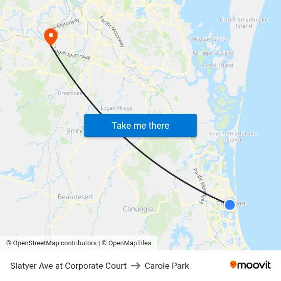 Slatyer Ave at Corporate Court to Carole Park map