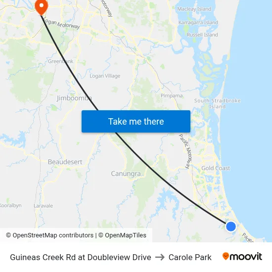 Guineas Creek Rd at Doubleview Drive to Carole Park map